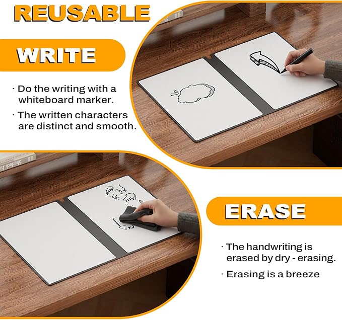 Small Dry Erase Board,12" x 9" Portable Dry Erase White Board,Double-Sided Folding Whiteboard with Pen (Pink)