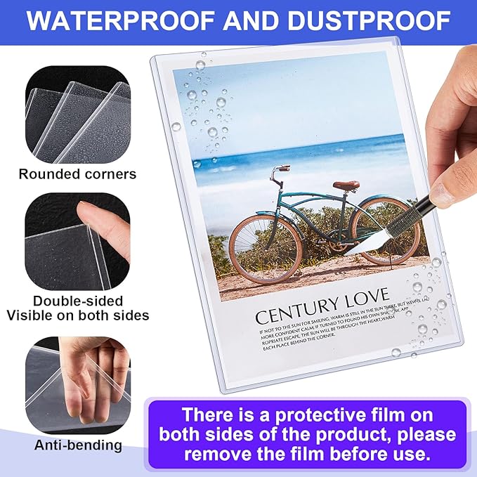 Teling 5 Pcs 8 1/2" x 11" Rigid Print Protectors Clear Rigid Sleeve Plastic Paper Page Protectors Clear Sheet Cover Photo Plastic Sleeve Hard Document Holder Birth Certificate Cover