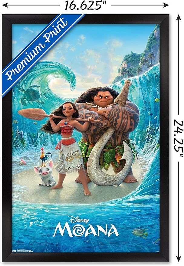 Disney Moana - Ocean Floor Wall Poster, 22.4L" x 14.7W", Black Framed Version