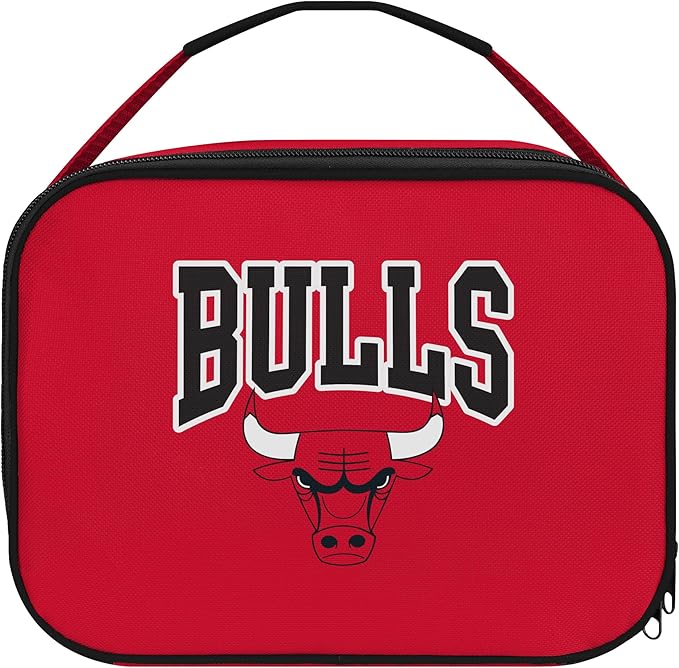 FOCO NBA Unisex-Adult Officially Licensed Wordmark Team Color Big Logo Basketball Zip Closure 7L Lunch Bag - Chicago Bulls