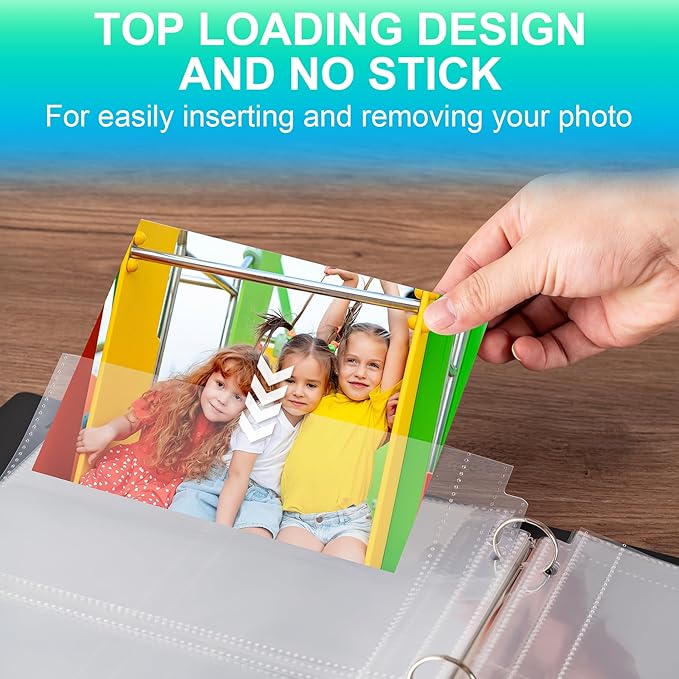 50 Pack 8 x 10 Photo Sleeves for 3 Ring Binder(100 Pictures), Heavy-Duty Archival Photo Page Protectors, Clear Picture Album Refill Pages Holds, Acid-Free