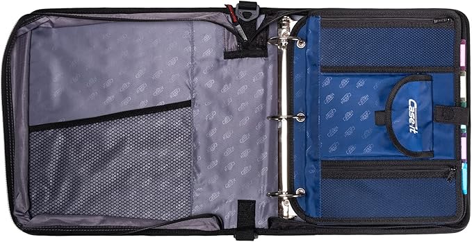 Case It 5-Tab Binder Accessory, 5-colored tabbed, 6 pocket expanding file, fits any standard 3 ring letter size binder, additional zippered mesh pockets for pen storage, ACC-21, Red