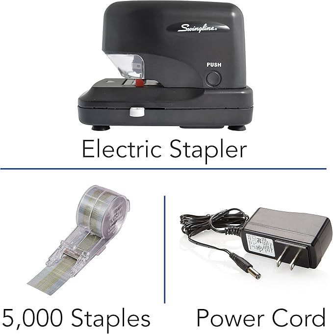 Swingline Cartridge Electric Stapler, 30 Sheet Capacity, Jam Free, includes 5000 Staple Cartridge, Black (69008)