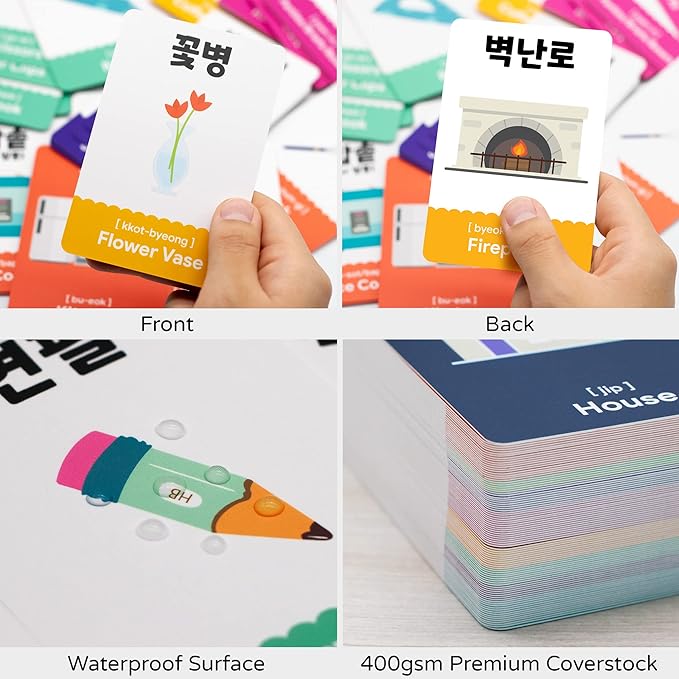 96 Korean Vocabulary Flashcards – Things Around The House, 192 Essential Hangul Words for Bilingual Beginners + Free MP3 Audio