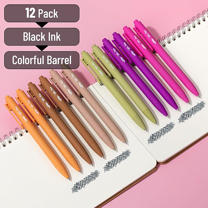 Mr. Pen- Retractable Gel Pens, 12Pack, Black Ink, Late Harvest Color Barrel Gel Pens Fine Point 0.5mm, Gel Ink Pens, Aesthetic Pens for Journaling Fine Tip Pens