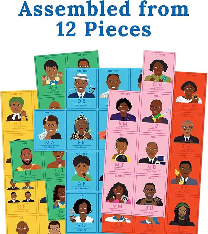 Carson Dellosa 15 pc Inspiring African American Leaders Bulletin Board Set, Periodic Table of 63 Activists, Athletes, Politicians, Artists and More, Black History Month Decorations and Classroom Decor
