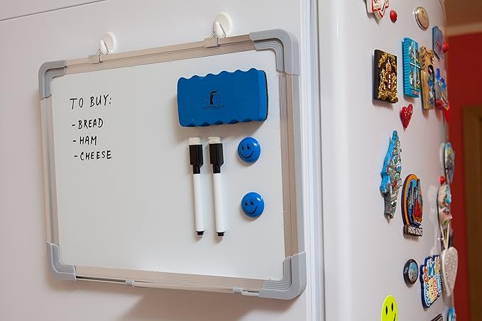 Whiteboard Set - 15 x 12 in Dry Erase Board with 1 Magnetic Dry Eraser, 4 Dry Wipe Markers and 4 Magnets - Small White Board Wall Hanging Marker Board for Home and Office (15x12)