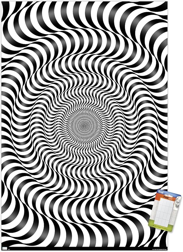 Trends International Zebra Stripe Optical Illusion Wall Poster, 22.375" x 34", Premium Poster & Mount Bundle