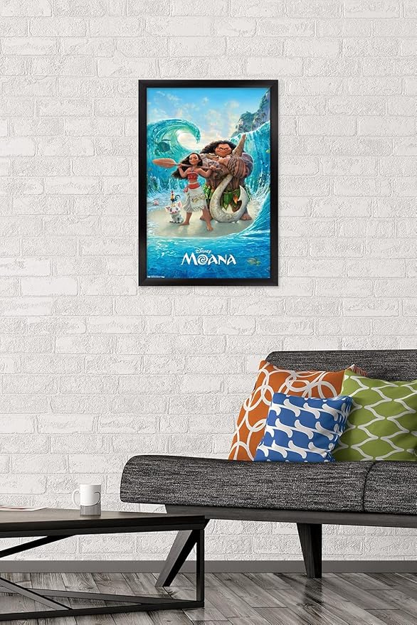 Disney Moana - Ocean Floor Wall Poster, 22.4L" x 14.7W", Black Framed Version