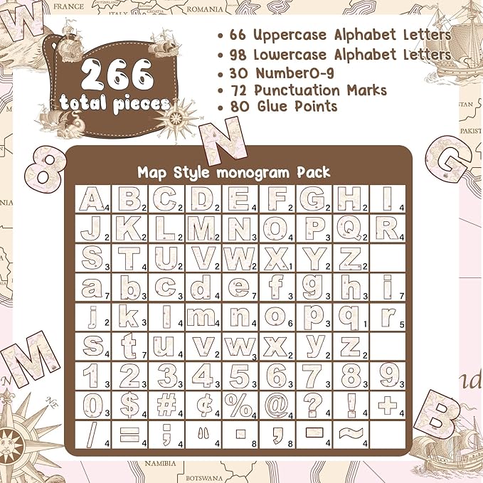 266 Pcs Letters Combo Pack Set Bulletin Board Letters Travel Map Letters and Number Accents for Kids Bulletin Board Display Home School Classroom Decor