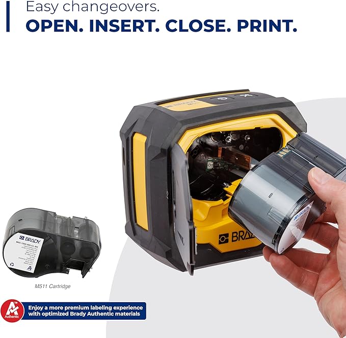Brady M511 Portable Wireless Industrial Label Printer, Bluetooth Compatible, Comes with a Hard Case, Power Brick, 3 Label Cartridges, Magnet, Utility Hook and Brady Workstation Product/Wire Suite
