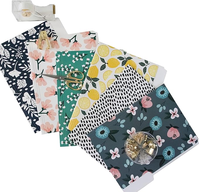 Cute File Folders, Set of 12 3-Tab Letter Size Decorative File Folders Boho Manilla 8.5 x 11 – Pretty Designer Home Office School Supplies (Mesmeric)