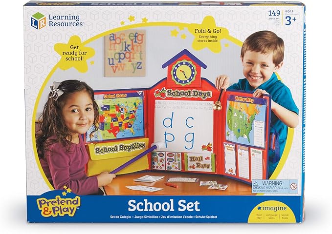 Learning Resources Pretend & Play School Set, Pretend Teacher Play School Set, 149 Pieces, Ages 3+ - Standard Packaging