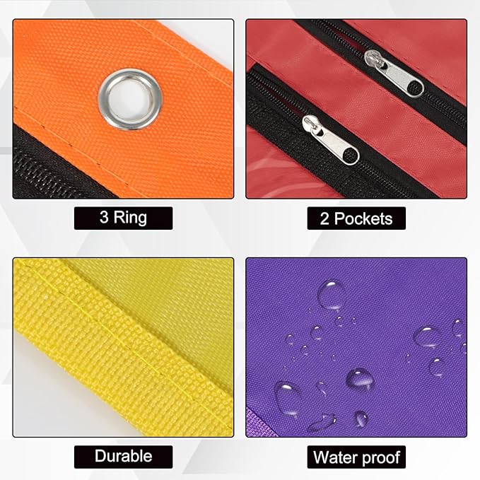YoeeJob 6 Pack 1 Inch Expandable Zipper Pencil Pouches with Clear Window for 3 Ring Binder, Suitable for School & Office（Colourful）