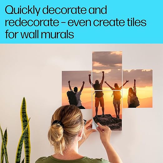 HP Picture Stickers 8.5x11in,25 sheets Self-Adhesive, Easily repositionable, Matte Photo Stickers. Print, Peel & Stick All Inkjet printers and craft cutters. (8L1U9A)