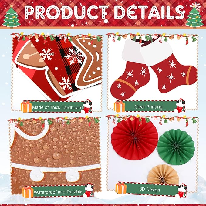 Eersida Spring Bulletin Board Decorations with Paper Fans St Patricks Day 3D Classroom Bulletin Board Christian Easter Flower Bunny Cutouts School VBS Library Church Window Wall Decor(Xmas)
