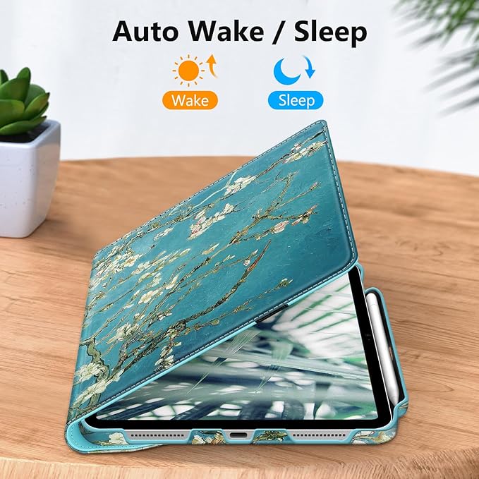 Fintie Rotating Case for iPad (A16) 11th Generation 11 Inch (2025), iPad 10th Generation 10.9 Inch (2022) - [Built-in Pencil Holder] 360 Degree Rotating Protective Stand Cover, Blossom