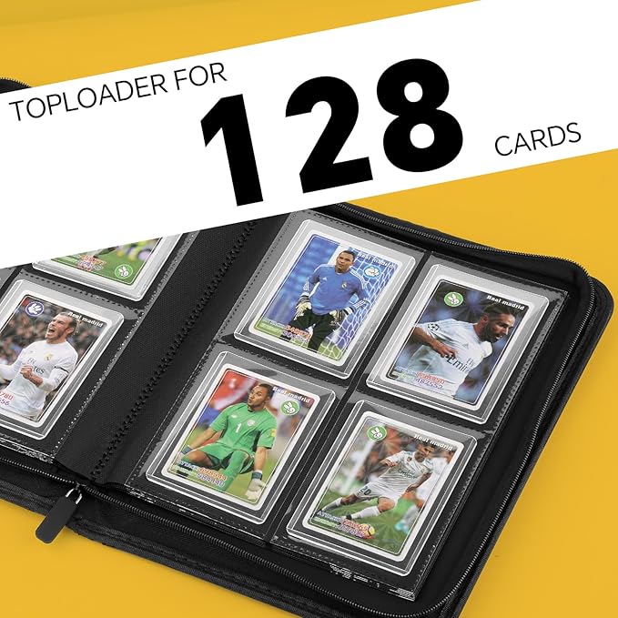 Toploader Binder,Toploader Hard Cases, 4-Pocket Pages Sleeves Hold up 128 Cards.Toploader Card Binder with Sleeves for “3×4” rigid，Card Holder(purple)