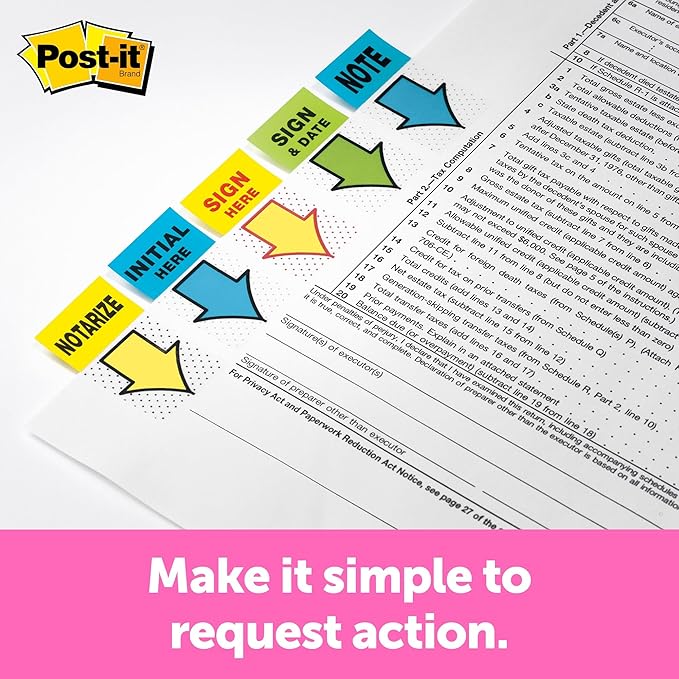 Post-it Sign and Date Flags, 50/Dispenser, 2 Dispensers/Pack, 1 in Wide, Bright Green (680-SD2)