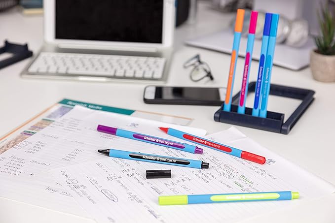 Schneider Slider Edge XB (Extra Broad) Ballpoint Pen, 1.4 mm, Light Blue Barrel, Violet Ink, Box of 10 Pens (152208)