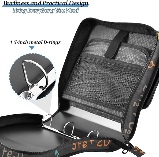Science Chemistry Laboratory Zipper Binder Bag 3 Ring Binder with Shoulder Strap Zip Up 500 Sheets Capacity Multi Pockets for School Office Supplies