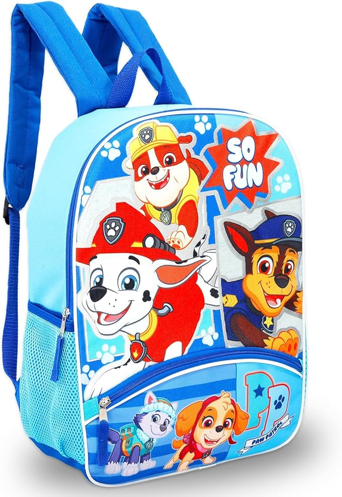 Paw Patrol Backpack and Lunch Bag Set - Bundle with 16" Backpack, Lunch Box, Stickers, Water Bottle, More | Paw Patrol School Bag for Boys, Girls, Kids