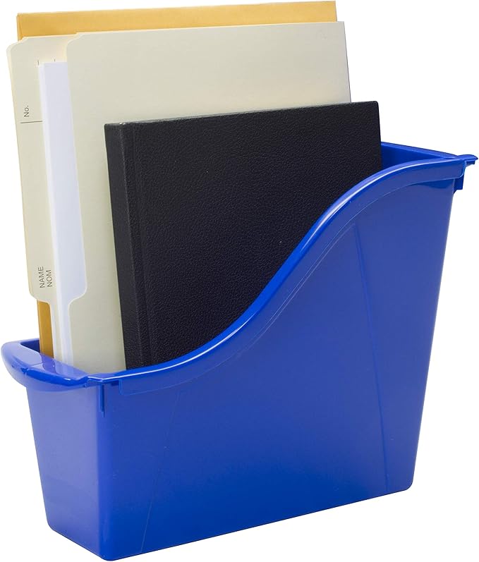 Storex Small Book Bin – Interlocking Plastic Organizer for Home, Office and Classroom, Blue, 6-Pack (71108U06C)