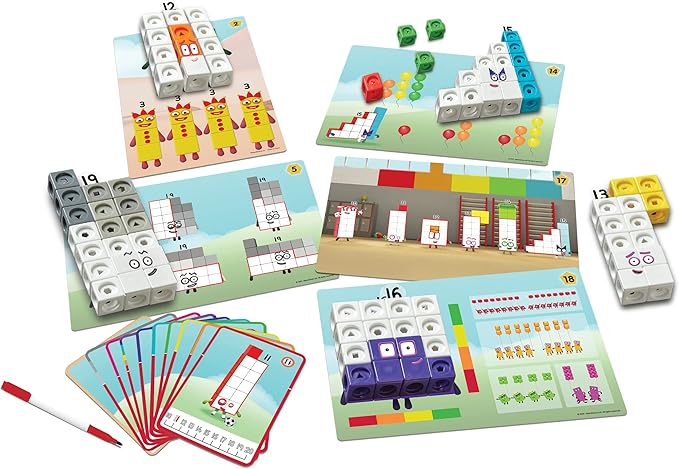 hand2mind MathLink Cubes Numberblocks 11-20 Activity Set, 30 Preschool Learning Activities, Counting Blocks, Linking Cubes, Educational Toys for Kids, Number Games, Math Manipulatives Kindergarten