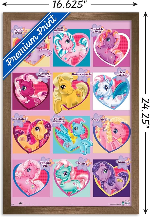 Trends International Hasbro My Little Pony - Chart Wall Poster, 14.725" x 22.375", Bronze Framed Version