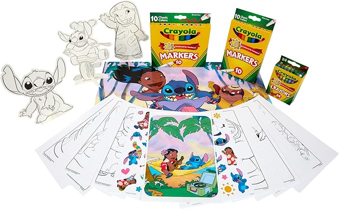 Crayola Lilo & Stitch Coloring Art Case (75+ Pcs), Markers, Crayons, Coloring Pages, Stickers & Poster, Art Kit for Kids, Lilo & Stitch Gift for Girls & Boys, 5+