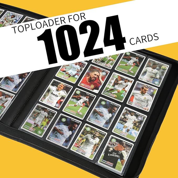 Trading Card Binder 16 Pocket, GERMUN PU Cover Card Binder for 1000+ Cards, Premium Trading Card Holder Folders, Double Sided Pocket Card Album for MTG, TCG (Red)