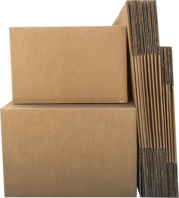 Amazon Basics Moving Boxes Kit, Small and Medium Cardboard Box Combo, Packing and Shipping Supplies, Assorted Sizes, Brown, 15-Pack