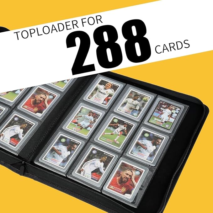 Toploader Binder,Toploader Hard Cases, 9-Pocket Pages Sleeves Hold up 288 Cards.Toploader Card Binder with Sleeves for “3×4” rigid，Card Holder(blue)