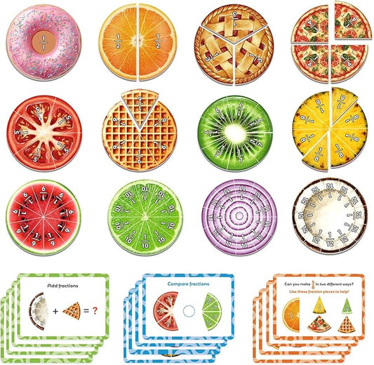 Magnetic Fraction Tiles & Circles, Bars,Math Manipulatives 2nd, 3rd, 4th, 5th Grade,Fraction Manipulatives for Kids Teachers Demonstration Teaching Homeschool Supplies Classroom Whiteboard