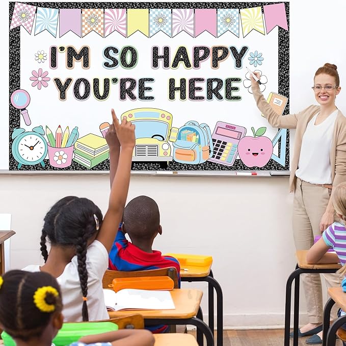 Back to School Bulletin Board Decorations Composition Notebook Classroom Bulletin Board Set Colorful Notebook Pencil Stationery Paper Cutouts for First Day of School Classroom Decor Supplies