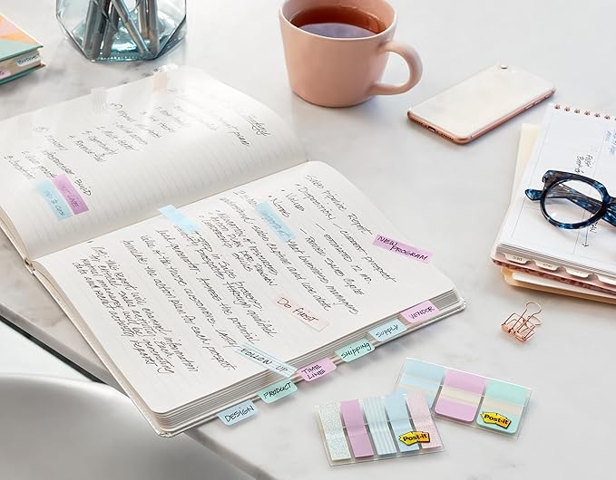 Post-it Tabs, 2 in, Solid, Assorted Bright Colors, 6 Tabs/Color, 4 Colors, 24 Tabs/Pack (686-PLOY)