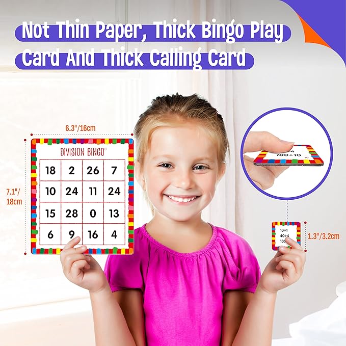 SpriteGru Multiplication & Division Bingo Game, 360 Math Problems, 2 Educational Math Board Game for Kindergarten and Preschool Kids, Perfect for Classroom & at Home
