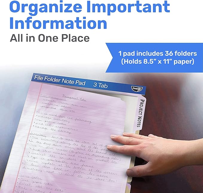 Find It File Folder Notepad - Pack of 36-9.5 x 12.5 Inch Notebook Organizer Folders for Filing, Document, and Clipboard Organization - Tie-Die