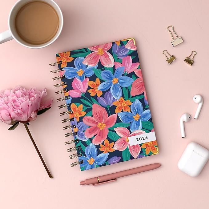 Blue Sky 15 Month 2026 Weekly and Monthly Planner Calendar, October 2025 - December 2026, 5" x 8", Hard Cover, Durable Twin Wire Binding, Laminated Tabs, Storage Pocket, Includes Ruler, Sticky Notes & Stickers, Nerina