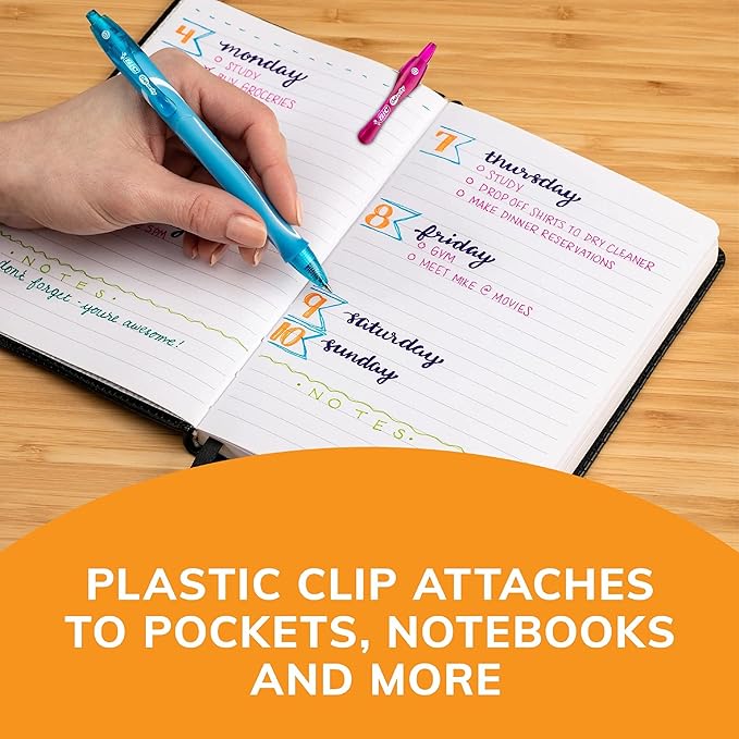 BIC Gelocity Quick Dry Gel Pens with Comfortable Full Grip and Smear-Resistant Ink, 8-Count in Assorted Colors