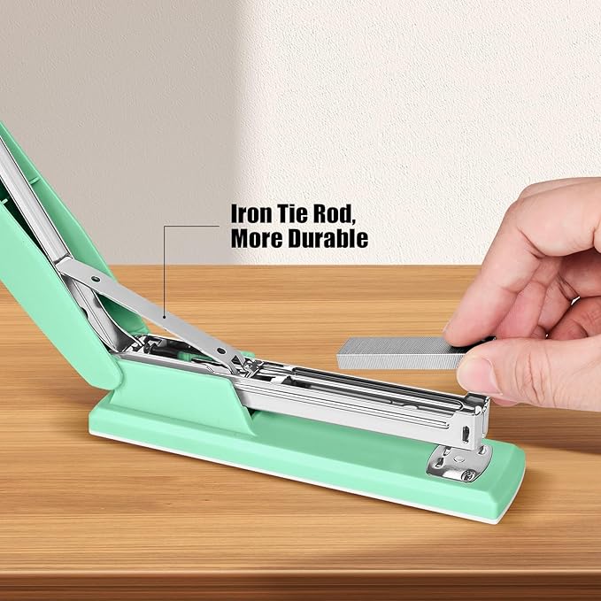 Stapler 25 Sheet Capacity with 1000 Staples and Staple Remover, Staplers for Desk, Non-Slip Office Stapler, Green