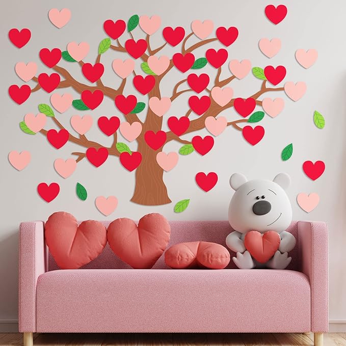 Pajean Valentines Day Bulletin Board Decorations Valentine Classroom Tree Bulletin Board Set January Cutouts Classroom Tree Wall Decor (Vivid Style)