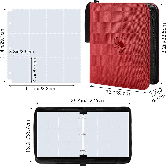 1200 Pockets Trading Card Binder, PU Cover Zipper Card Collection Album, Sturdy Card Folder Holder for MTG, TCG, Game Cards, Sports Cards