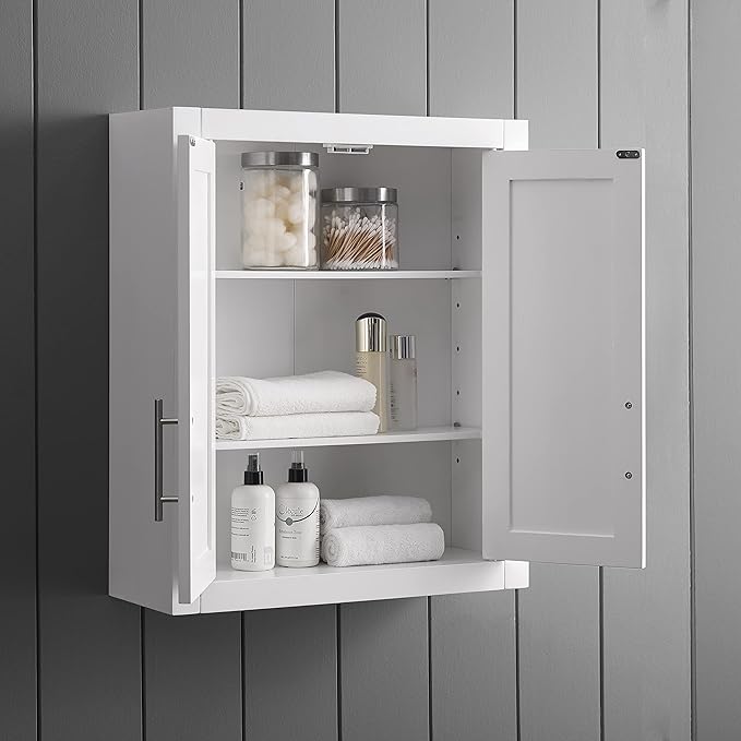 Crosley Furniture Savannah 3-Piece Wall Storage Cabinet, Cabinets for Laundry, Bathroom, Kitchen, White