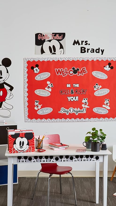 Eureka Disney Retro Mickey Mouse Extra Wide Decorative Classroom and Bulletin Board Trim for Teachers, 3.25" Wide, 12 Strips for 37 Total Feet