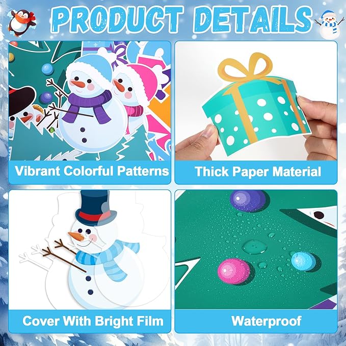 Winter Bulletin Board Decorations Merry Christmas Classroom Bulletin Board Set Snowman Tree Snowflakes Paper Cutouts for Winter Christmas Classroom Holiday School Office Home Wall Party Decor Supplies