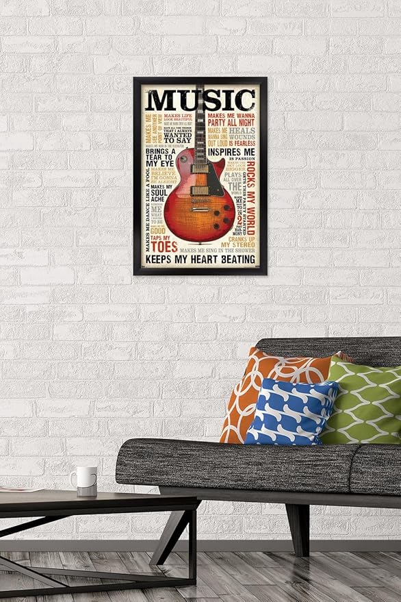 Trends International Music Inspires Me Wall Poster, 14.725" x 22.375", Black Framed Version
