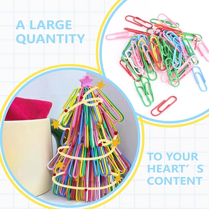 Paper Clips, 100-PCS PaperClips Assorted Sizes, 8 Colored Paper Clips Medium, Binder Clips Paperclips Assorted Sizes Set for Home School Office Supplies (100, Medium)