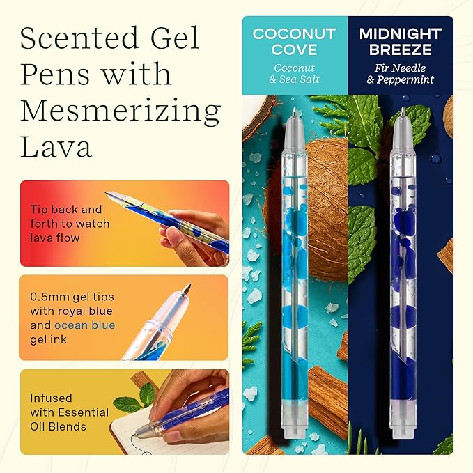Lifelines Writing Wellness Gift Set - Scented Writing Set Includes Finger Maze Sensory Journal, 3 Scented Stacking Highlighters & 2 Lava Gel Pens - Aromatherapy & Sensory Immersion