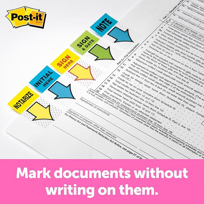 Post-it Sign and Date Flags, 50/Dispenser, 2 Dispensers/Pack, 1 in Wide, Bright Green (680-SD2) (Pack of 2)